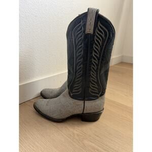 Vintage Tony Lama Men’s 8056 Black Label Blue Leather Cowboy Western Boots 8